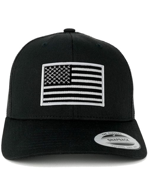 Baseball Caps American Flag Patch Snapback Trucker Mesh Cap - Black - Black White Patch - CU12ITQZ7A5 $26.00