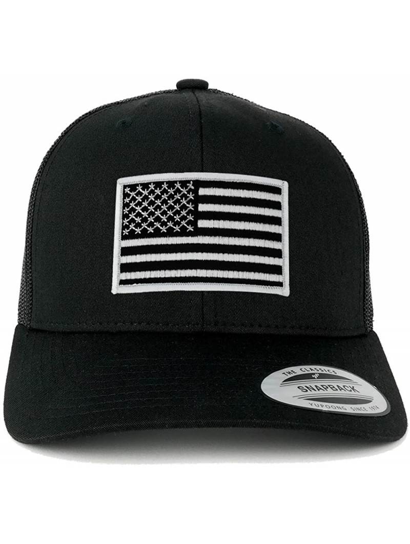 Baseball Caps American Flag Patch Snapback Trucker Mesh Cap - Black - Black White Patch - CU12ITQZ7A5 $26.00