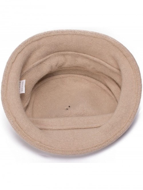 Bucket Hats Solid Color Retro Womens 100% Wool Flower Dress Cloche Bucket Cap Hat A218 - Beige - C611NF57O6H $18.50