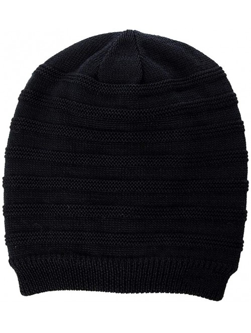 Skullies & Beanies Mens Wool/Acrylic Knitted Slouchy Beanie Winter Hats Warm Fashion Skull Cap - Black88223 - CU18IL07Z58 $15.59