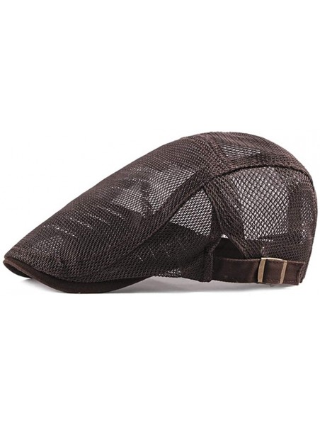 Berets Summer Men Women Casual Beret Hat Flat Cap Hat Adjustable Breathable Mesh Caps - Brown - CJ199I6O5S6 $24.92