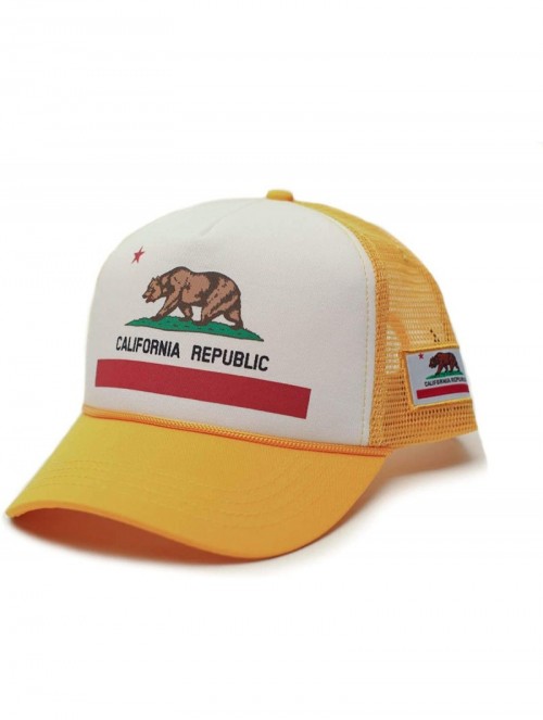 Baseball Caps Custom California Republic State Flag Cali Unisex-Adult Trucker Hat Multi - White/Gold - CC12J1O9VYX $13.91
