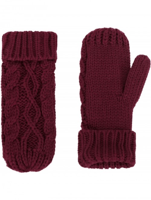 Skullies & Beanies Adult Women's 3 Piece Winter Set - Pompom Beanie Hat- Scarf- Mittens - Burgundy Tassels Glove W/ Lined - C...