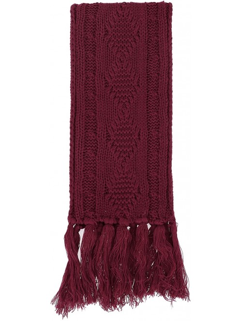 Skullies & Beanies Adult Women's 3 Piece Winter Set - Pompom Beanie Hat- Scarf- Mittens - Burgundy Tassels Glove W/ Lined - C...