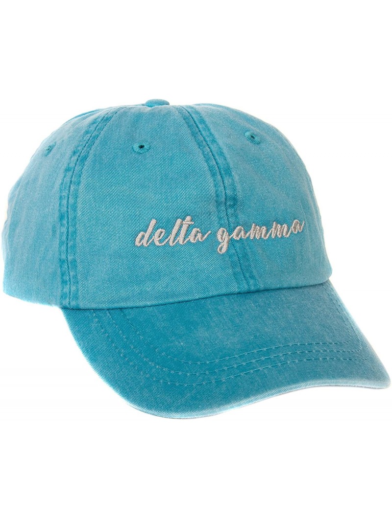 Baseball Caps Delta Gamma (N) Sorority Baseball Hat Cap Cursive Name Font dg - Bright Blue - CX188U0AE40 $27.06