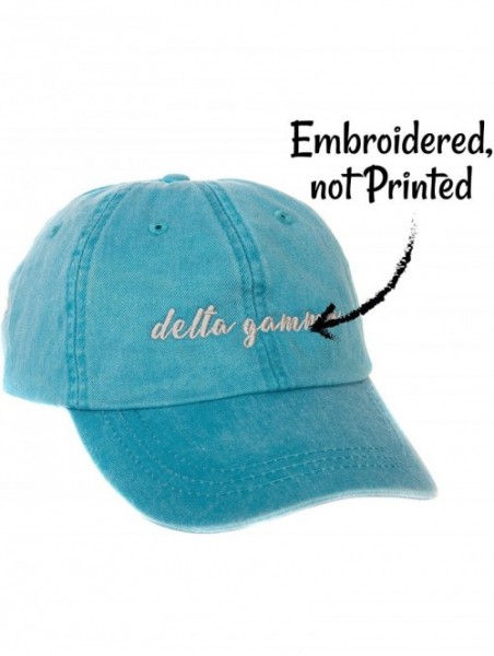 Baseball Caps Delta Gamma (N) Sorority Baseball Hat Cap Cursive Name Font dg - Bright Blue - CX188U0AE40 $27.06