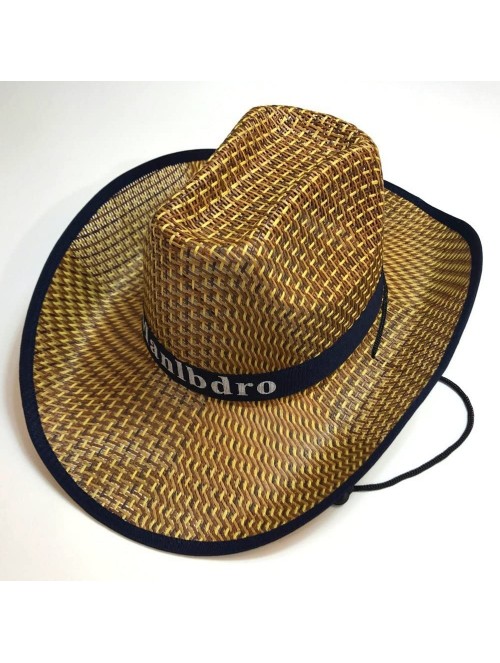 Cowboy Hats 4Pcs Unisex Woven Straw Round up Cowboy Hat Summer Wide Brim Beach Cap Straw Hat - 4pcs01 - CK18GKOO0M2 $20.83