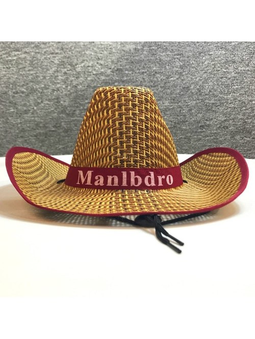 Cowboy Hats 4Pcs Unisex Woven Straw Round up Cowboy Hat Summer Wide Brim Beach Cap Straw Hat - 4pcs01 - CK18GKOO0M2 $20.83