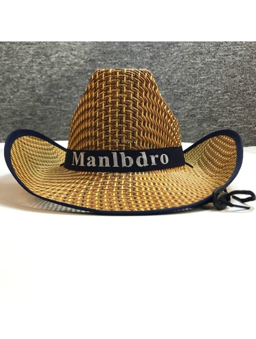 Cowboy Hats 4Pcs Unisex Woven Straw Round up Cowboy Hat Summer Wide Brim Beach Cap Straw Hat - 4pcs01 - CK18GKOO0M2 $20.83