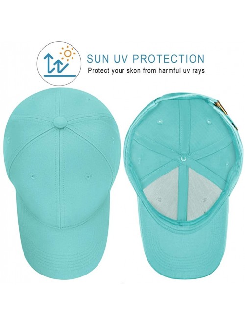 Baseball Caps 6 Panel Cotton Baseball Cap Breathable Structured Dad Hat for Men Women - Sky Blue - CM18Q88TA4R $10.62