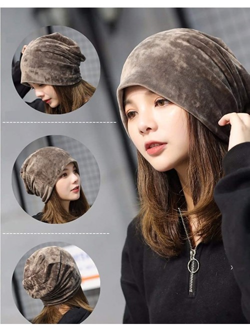 Skullies & Beanies Women's Velvet Beanies Winter Korean Fashion Hats Cap Warm Stretch Skully - Red - CF186QDQ87D $13.27