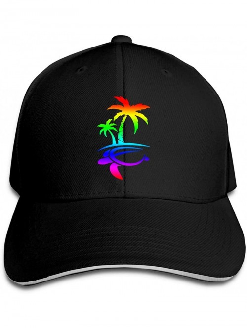 Baseball Caps Classic Unisex Hawaiian Palm Tree and Sea Turtle Golf Hat Baseball Cap - Black - CV18O7SC378 $9.98