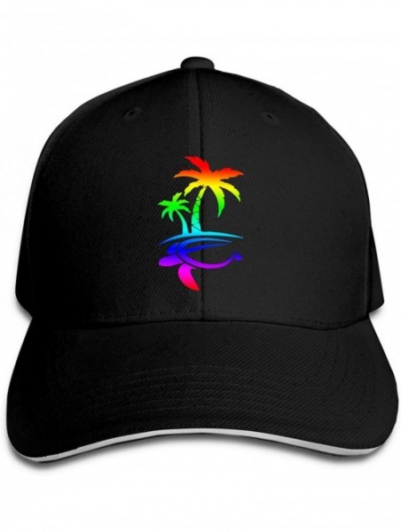 Baseball Caps Classic Unisex Hawaiian Palm Tree and Sea Turtle Golf Hat Baseball Cap - Black - CV18O7SC378 $9.98