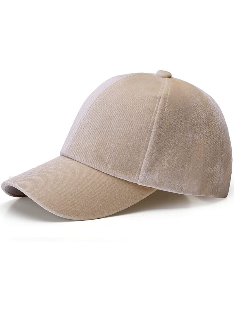 Baseball Caps Unisex Crushed Velvet Basketball Cap Adjustable Sports Hat - Beige - CZ17YIH47CI $12.30