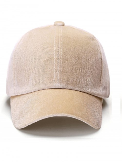 Baseball Caps Unisex Crushed Velvet Basketball Cap Adjustable Sports Hat - Beige - CZ17YIH47CI $12.30