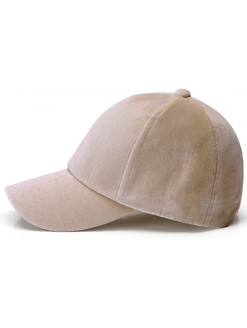 Baseball Caps Unisex Crushed Velvet Basketball Cap Adjustable Sports Hat - Beige - CZ17YIH47CI $12.30