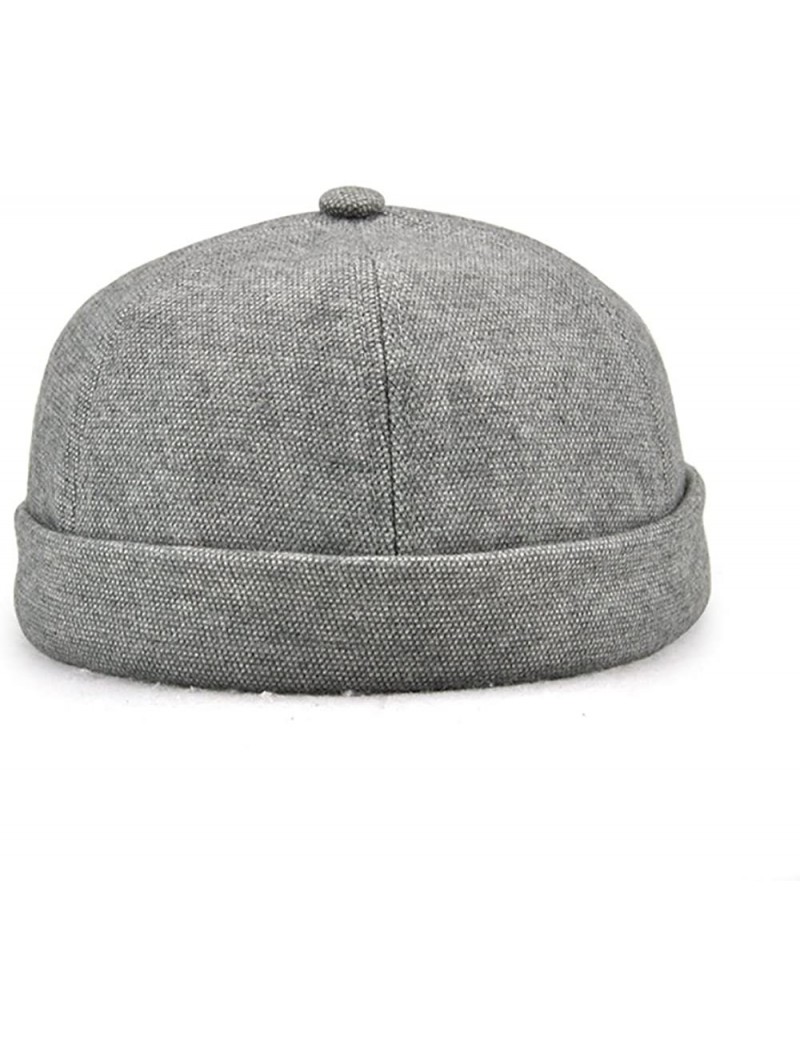 Skullies & Beanies Unisex Women Men Skullcap Sailor Cap Rolled Cuff Retro Brimless Beanie Hat - Grey - C018C0KO5I3 $13.59