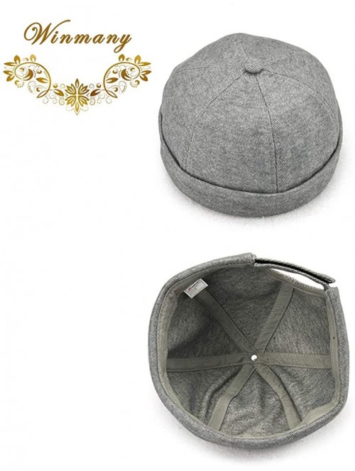 Skullies & Beanies Unisex Women Men Skullcap Sailor Cap Rolled Cuff Retro Brimless Beanie Hat - Grey - C018C0KO5I3 $13.59