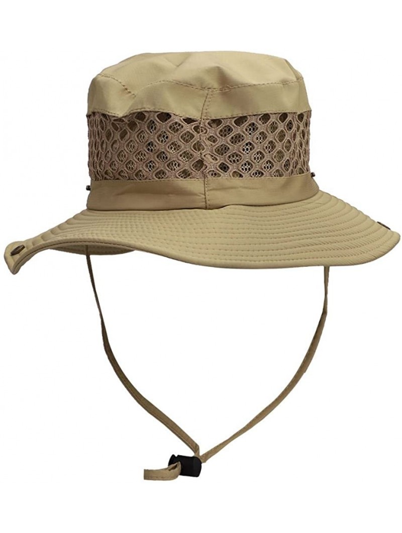 Cowboy Hats Adjustable Breathable Sweatband Protection Mountaineering - Khaki - C218DQK4S2U $11.14