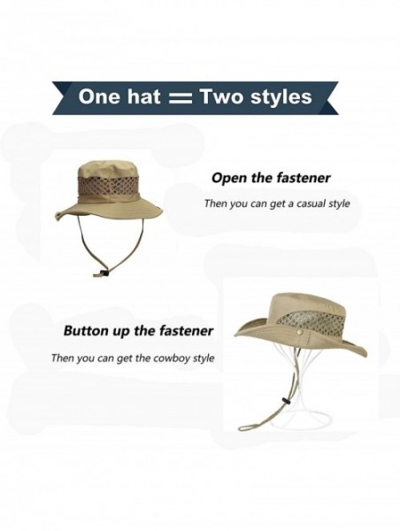 Cowboy Hats Adjustable Breathable Sweatband Protection Mountaineering - Khaki - C218DQK4S2U $11.14