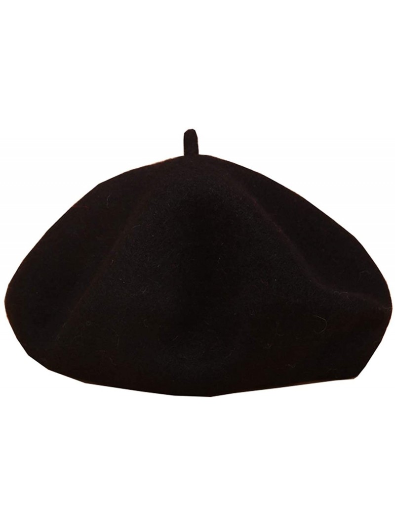 Berets Women's Retro British-Style Solid Color Beret - Black - CZ18WXQ0X09 $14.68