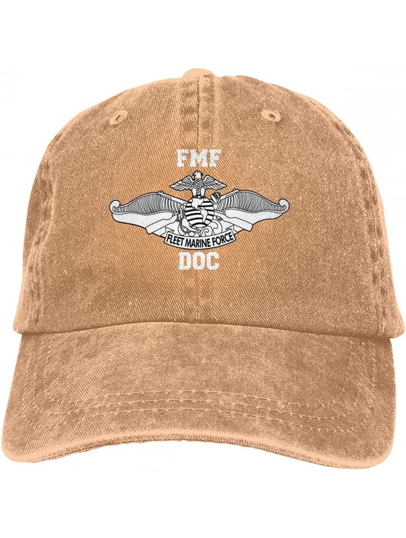 Cowboy Hats Fleet Marine Force FMF DOC Unisex Adult Denim Hats Cowboy Hat Dad Hat Driver Cap - Natural - CV197QKMYZ4 $25.42