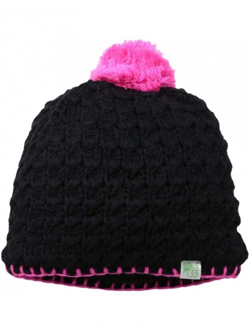 Skullies & Beanies 9541 POM Beanie - Black With Wild Orchid Trim - C8117UA52Y3 $25.43