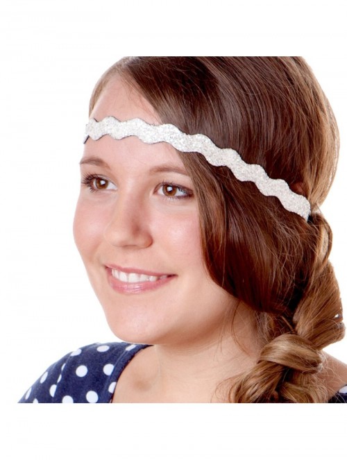 Headbands Women's Adjustable NO SLIP Bling Glitter Headband Mixed 3pk (White) - White 3pk - C111N4BO4R9 $18.80