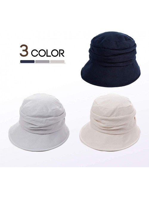 Bucket Hats Packable Sun Bucket Hats for Women with String Beach SPF Protection Bonnie Gardening 55-59cm - Beige_69027 - C418...