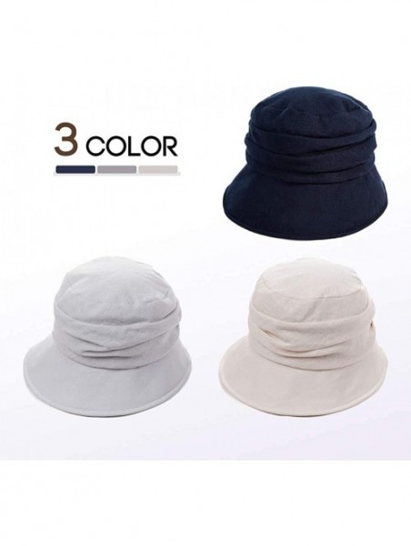 Bucket Hats Packable Sun Bucket Hats for Women with String Beach SPF Protection Bonnie Gardening 55-59cm - Beige_69027 - C418...