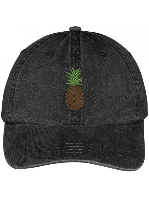 Baseball Caps Pineapple Embroidered Pigment Dyed 100% Cotton Cap - Black - C112FXK4WN9 $20.24