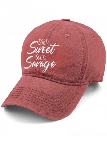 Baseball Caps Unisex Sorta Sweet Sorta Savage Denim Hat Adjustable Washed Dyed Cotton Dad Baseball Caps - Red2 - C818Q0SX7HH ...