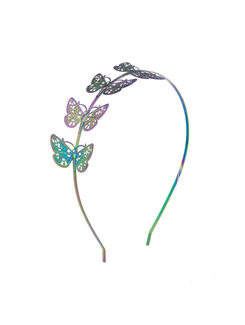 Headbands Multi Colored Metallic Four Butterflies Girls Fashion Headbands - C718HTHOYOY $17.15