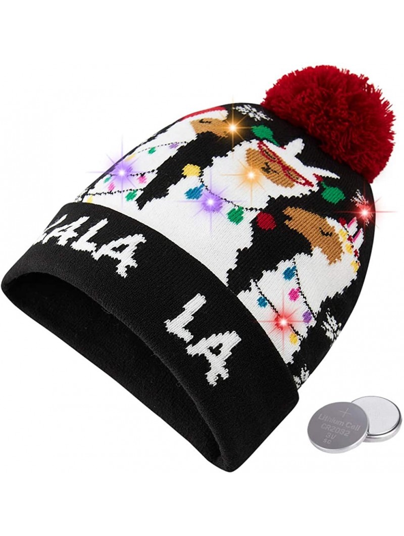 Skullies & Beanies Unisex Ugly LED Christmas Hat Novelty Colorful Light-up Stylish Knitted Sweater Xmas Party Beanie Cap(6 Li...