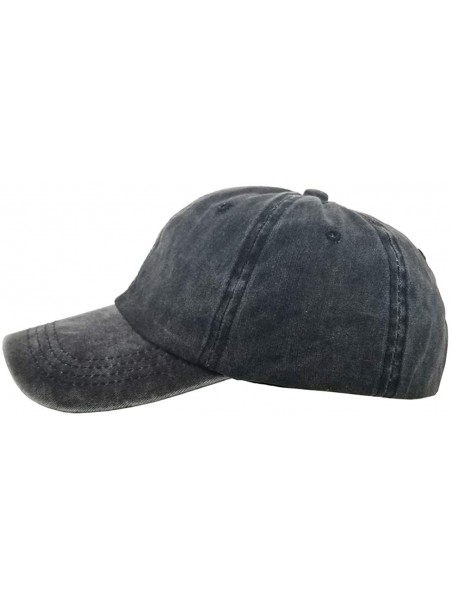 Baseball Caps Womens Cotton Distressed High Ponytail Baseball Messy Bun Cap Washed Ponycap - Black+coffee - CX18N8EL32Y $20.39