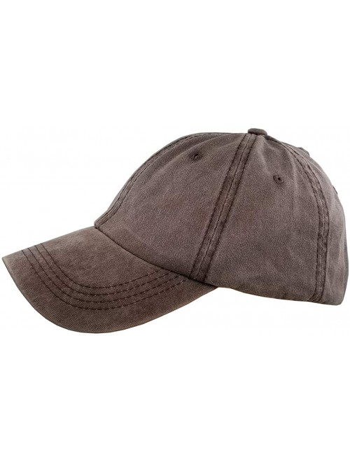 Baseball Caps Womens Cotton Distressed High Ponytail Baseball Messy Bun Cap Washed Ponycap - Black+coffee - CX18N8EL32Y $20.39