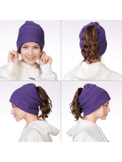 Skullies & Beanies Wool Knitted Visor Beanie Winter Hat for Women Newsboy Cap Warm Soft Lined - 99724_purple - CX18KIN5R37 $1...