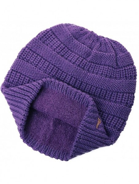 Skullies & Beanies Wool Knitted Visor Beanie Winter Hat for Women Newsboy Cap Warm Soft Lined - 99724_purple - CX18KIN5R37 $1...