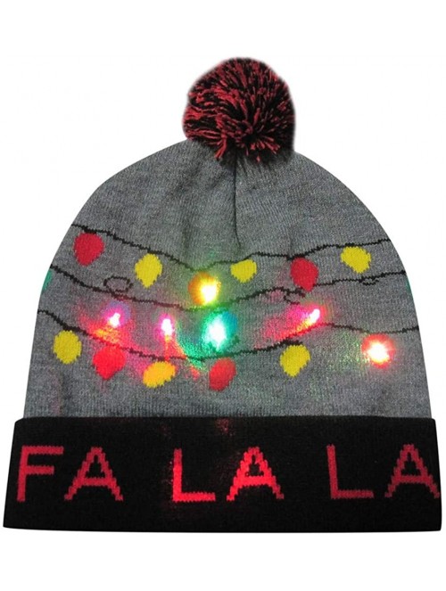 Skullies & Beanies LED Light-up Knitted Hat Ugly Sweater Holiday Xmas Christmas Beanie Cap - D - CE18ZMQUDQ0 $15.78