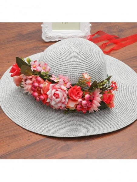 Headbands Adjustable Flower Crown Headband - Women Girl Festival Wedding Party Flower Wreath Headband - Red - C618OTYA5XQ $14.98