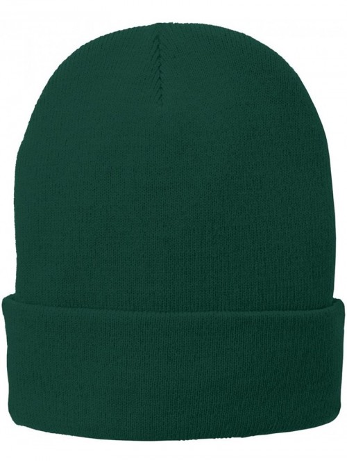 Baseball Caps Port & Company Men's Fleece-Lined Knit Cap - Athletic Green - CU17YGADD46 $9.75