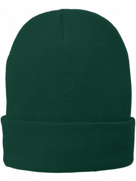 Baseball Caps Port & Company Men's Fleece-Lined Knit Cap - Athletic Green - CU17YGADD46 $9.75