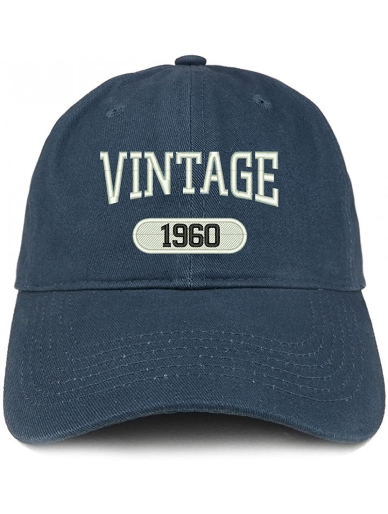 Baseball Caps Vintage 1960 Embroidered 60th Birthday Relaxed Fitting Cotton Cap - Navy - CP180ZKWQXY $19.50