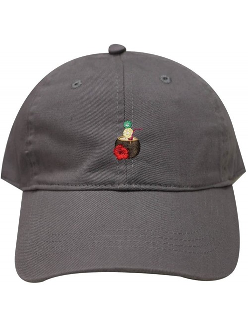 Baseball Caps Coconut Drink Cotton Baseball Dad Cap - Dark Grey - CM1839C56YL $16.55