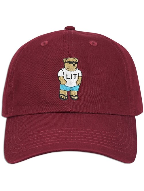 Baseball Caps LIT Teddy Cap Hat Dad Fashion Baseball Adjustable Polo Style Unconstructed New - Burgundy - CU184WSG5L5 $14.86