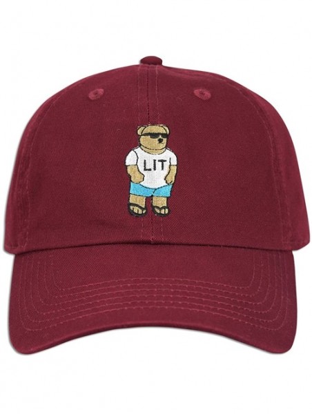 Baseball Caps LIT Teddy Cap Hat Dad Fashion Baseball Adjustable Polo Style Unconstructed New - Burgundy - CU184WSG5L5 $14.86