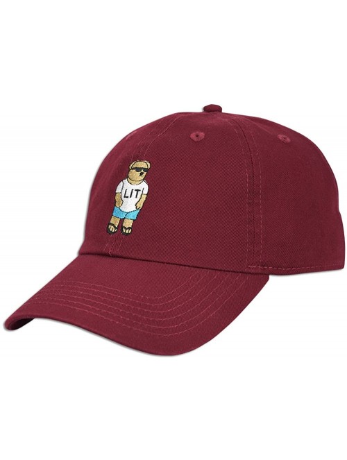 Baseball Caps LIT Teddy Cap Hat Dad Fashion Baseball Adjustable Polo Style Unconstructed New - Burgundy - CU184WSG5L5 $14.86