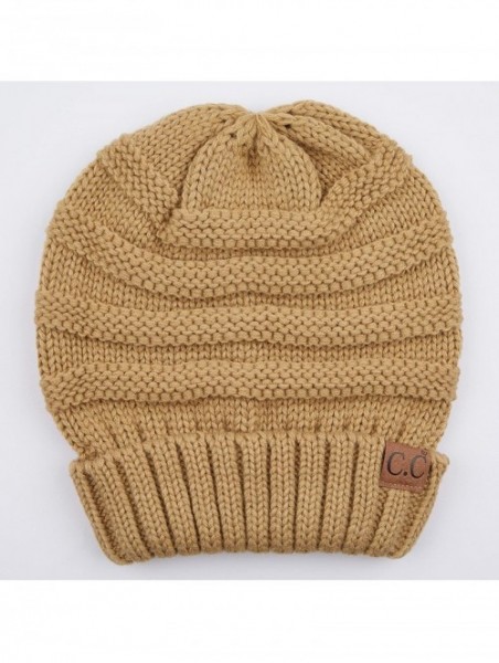 Skullies & Beanies Hatsandscarf Exclusives Unisex Beanie Oversized Slouchy Cable Knit Beanie (HAT-100) - Camel Solid - C818I6...