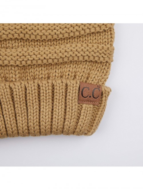 Skullies & Beanies Hatsandscarf Exclusives Unisex Beanie Oversized Slouchy Cable Knit Beanie (HAT-100) - Camel Solid - C818I6...