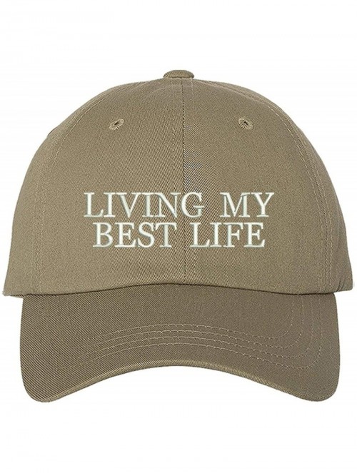 Baseball Caps Living My Best Life Dad Hat- Baseball Cap- Unisex - Khaki - CZ18RHI6NW7 $18.26